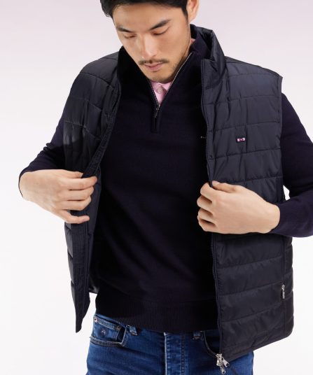 Doudoune sans manches en nylon matelassé marine