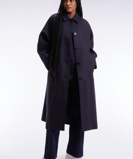 Manteau kimono en laine marine