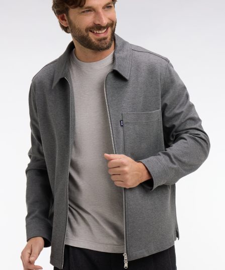 Surchemise zippée en coton gris chiné