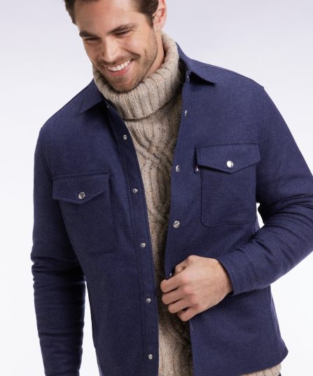 Surchemise en laine et cachemire mélangés bleu