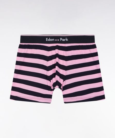 Boxer en jersey de coton rayé marine et rose