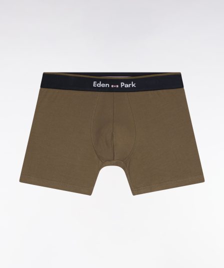 Boxer en jersey de coton kaki à bande contrastée