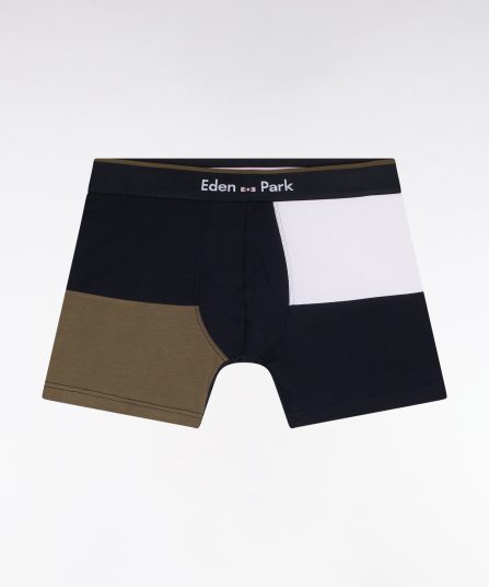 Boxer en jersey de coton colorblock marine et kaki