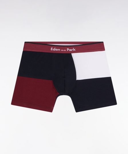 Boxer en jersey de coton colorblock marine et bordeaux
