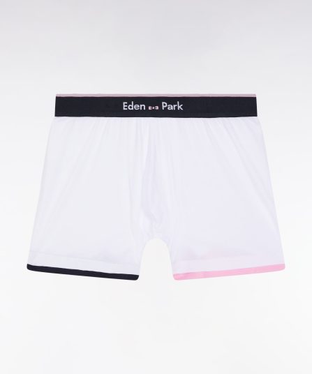 Boxer en jersey de coton blanc à finitions rayées