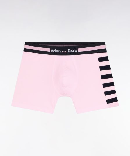 Boxer en jersey de coton rose à détail rayé