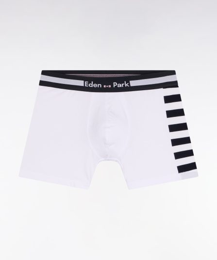 Boxer en jersey de coton blanc à détail rayé