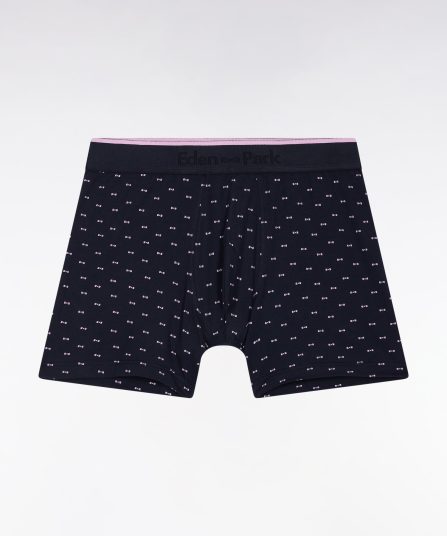 Boxer en jersey de coton micro-motifs nœuds papillon marine