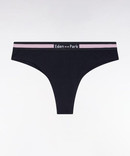 Culotte tanga en jersey stretch marine à logo