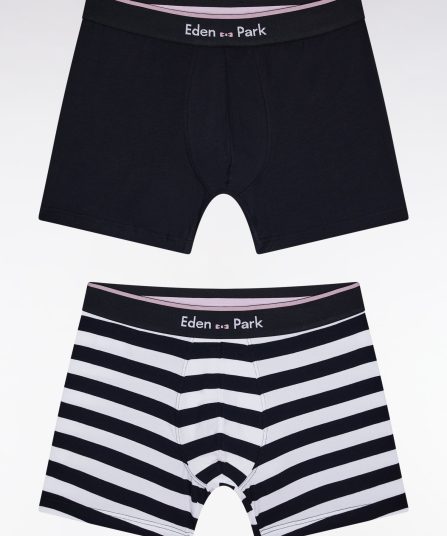 Lot de deux boxers en jersey de coton stretch marine et blanc