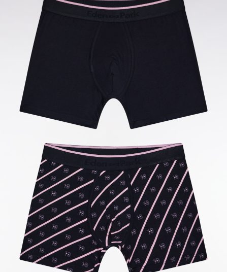 Lot de deux boxers en jersey de coton stretch uni et micro-motifs marine