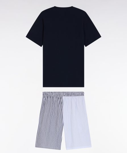Pyjama court short à rayures bâton ciel et marine