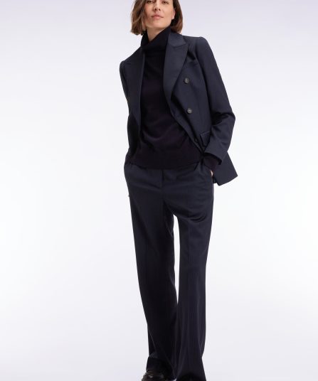 Veste blazer double boutonnage en flanelle rayée marine coupe Slim