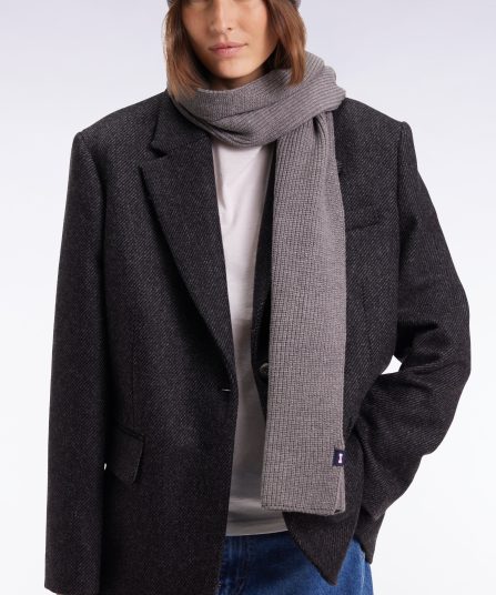 Veste blazer en twill de laine gris coupe Oversized