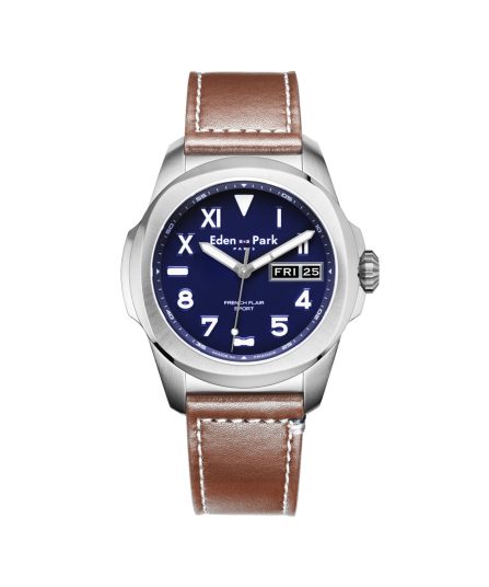 Montre à quartz Jour Date Bleue