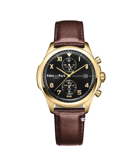 Montre à quartz Dual Time Noire et Or