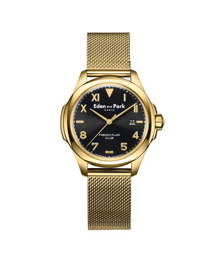 Montre à quartz Noire et Dorée