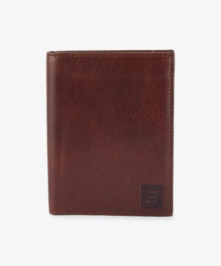 Portefeuille passeport en cuir marron foncé