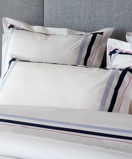 2 taies d'oreiller rectangulaires marine ciel et rose - Talavalu