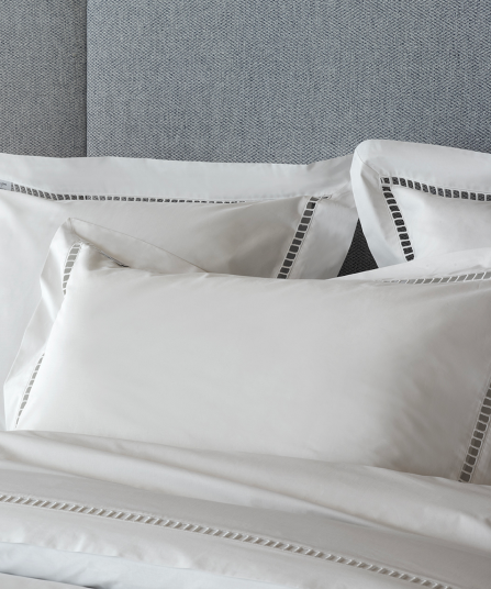 2 taies d'oreiller rectangulaires blancs - Dentelle et crampon