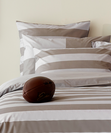 2 taies d'oreiller carrés à rayures beige - A la recherche du ballon perdu