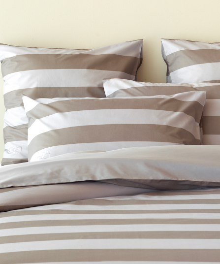2 taies d'oreiller rectangulaires à rayures beige - A la recherche du Ballon perdu