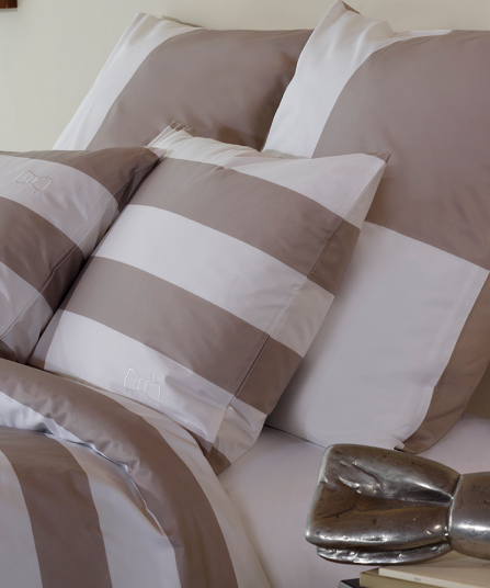 2 taies d'oreiller rectangulaires à rayures gris - A la recherche du Ballon perdu