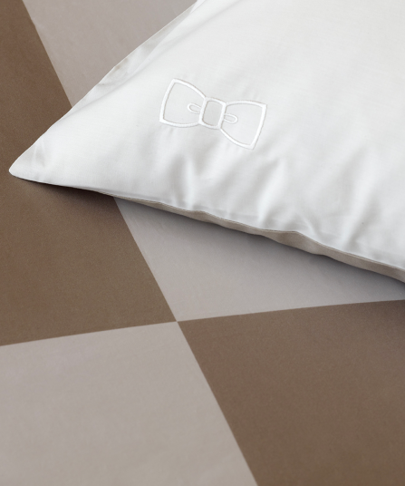 2 taies d'oreiller carrés coupées-cousues beiges - Beau plongeon