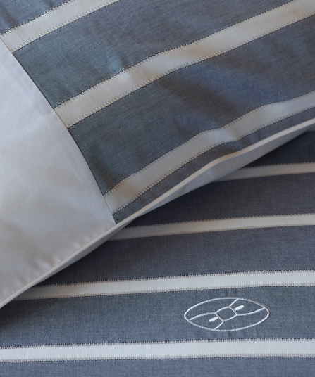 2 taies d'oreiller carrés à rayures gris - Mi-temps de rêve