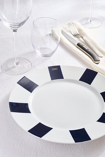 Lot de 6 assiettes marine en porcelaine de Limoges