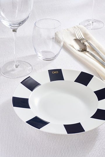 Lot de 6 assiettes à dessert marine en porcelaine de Limoges