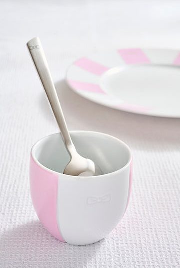 Duo de tasses à café en porcelaine intérieur émaillé rose