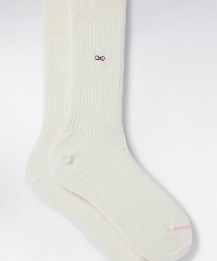 Chaussettes montantes en laine et alpaga blanches