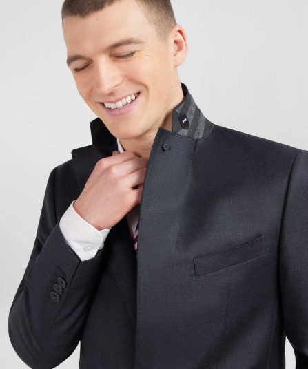 Costume regular en laine gris foncé