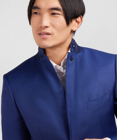 Costume slim en laine bleu