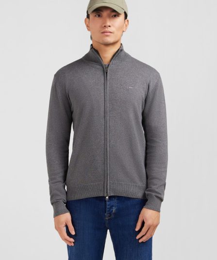 Cardigan gris zippé en coton