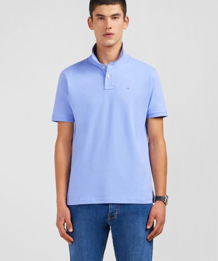 Polo bleu en coton pima stretch