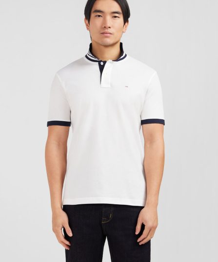 Polo blanc en coton pima avec détails contrastés