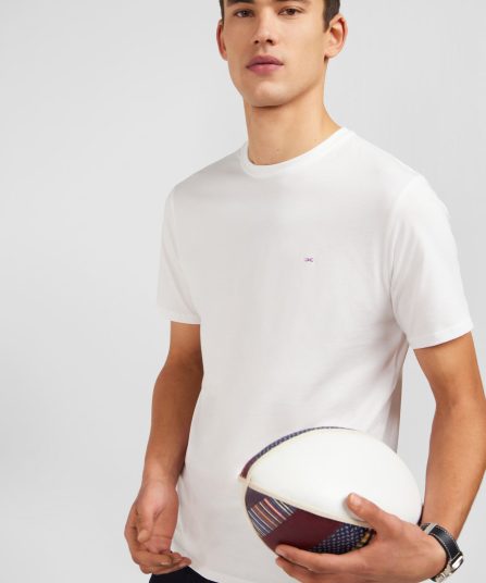 T-shirt blanc col rond à manches courtes