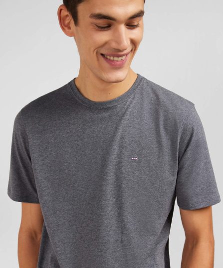 T-shirt gris col rond à manches courtes