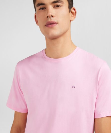 T-shirt rose col rond à manches courtes