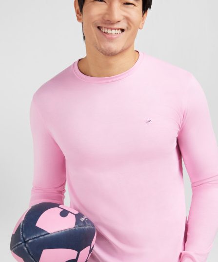 T-shirt rose col rond à manches longues