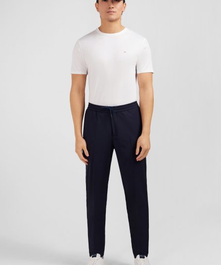 Pantalon taille élastiquée bleu marine