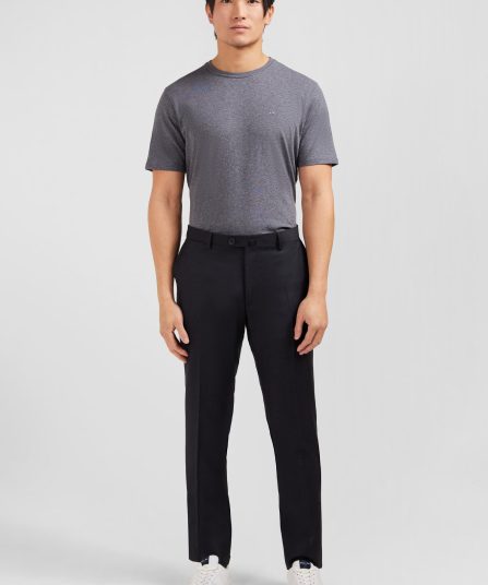 Pantalon slim gris foncé en laine à plis cassés
