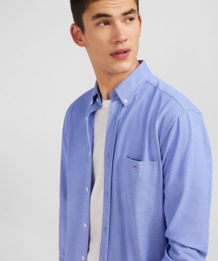 Chemise en coton pinpoint bleu