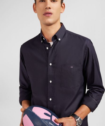 Chemise gris foncé unie en coton