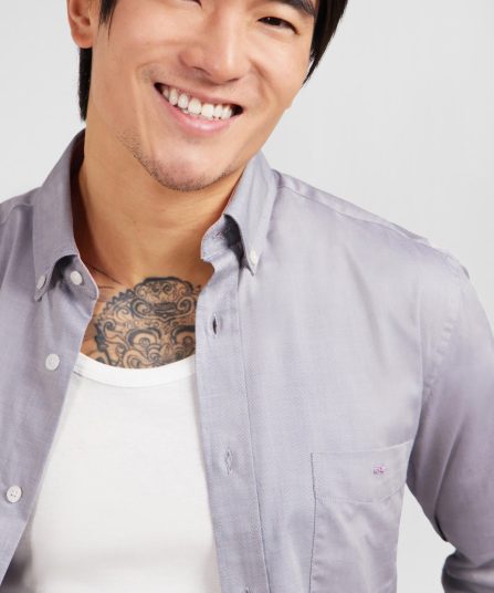 Chemise gris clair unie en coton