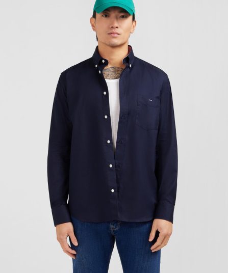 Chemise bleu foncé en twill de coton