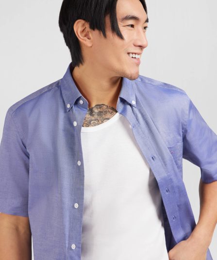 Chemisette bleu marine unie en coton