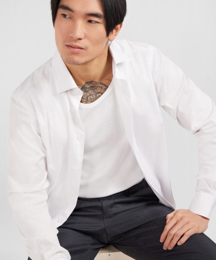 Chemise blanche slim en popeline stretch